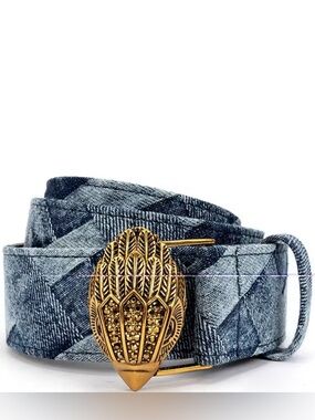 Kurt Geiger Kensington Blue Denim Pattern Belt